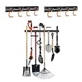 3-H 2×16" All Metal Garden Tool Organizer, Garage Tool Organizer, Broom Holder Wall Mount for Garage, Shed, Garden, Basement Hanging and Organizing Rake, Mop, Shovel, Hose??