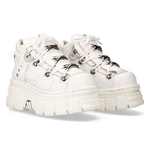 Botn de Piel con Plataforma NEW ROCK Blanco White Tower M.106-C64 (38)