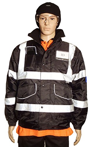 HI Vis Nero Bomber giacca impermeabile sicurezza