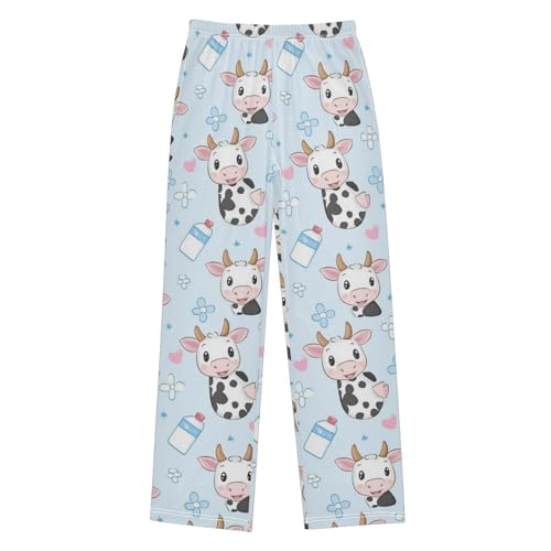 Vdsrup Cute Cow Pajama Pants Milk Cartoon Pajama Bottoms Soft Sleep Pjs Lounge Pants S2