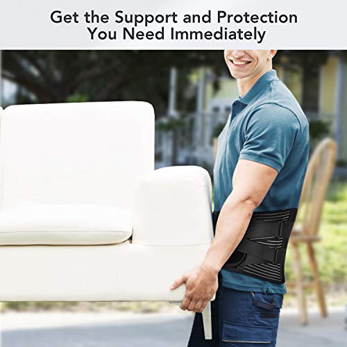 Freetoo Back Braces For Lower Back Pain Relief With 6 Stays, Breathable Back Support Belt For Men/Women For Work , Anti-Skid Lumbar Support Belt With 16-Hole Mesh For Sciatica(M) #TOP6