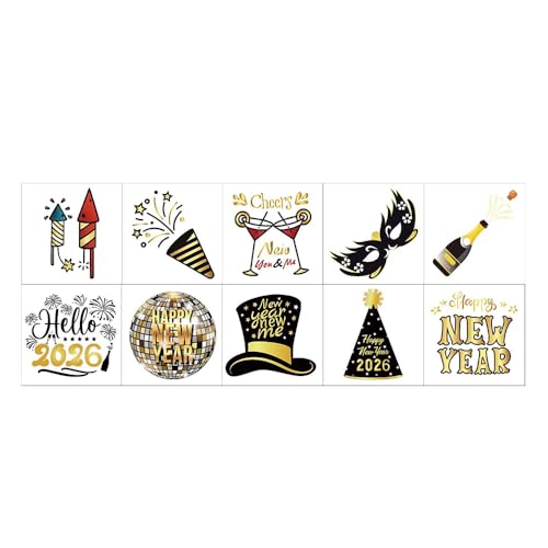 Tatuaggio di Natale per bambini, 10 fogli, tatuaggi luminosi per bambini, tatuaggi natalizi temporanei, adesivi per tatuaggi natalizi per bambini (Capodanno)