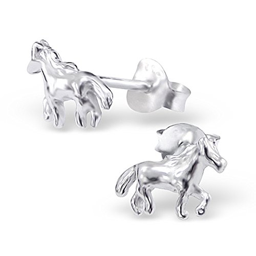 Tiny Horse Earrings Post Studs Sterling Silver 925 (E4344)