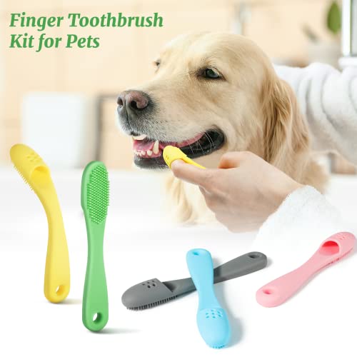 Felistory Dog Finger Brush Toothbrush Kit - Ergonomic Design, No Gum Damage, Soft Silicone Easily Clean Teeth Dirt- Suitable For Dental Care For Puppies, Cats And Small Pets (5) #TOP1