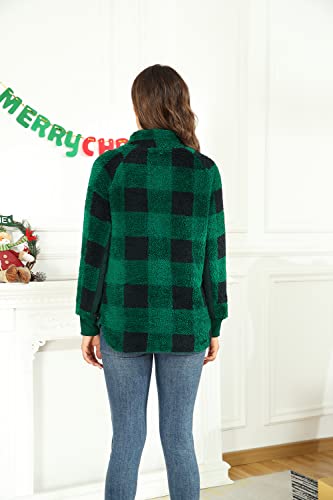 VIISHOW Women's Long Sleeves Quilt Coat Turtleneck Oblique Button Neck Fleece Pullover Coat Sweatshirts Outwear with Pocket3