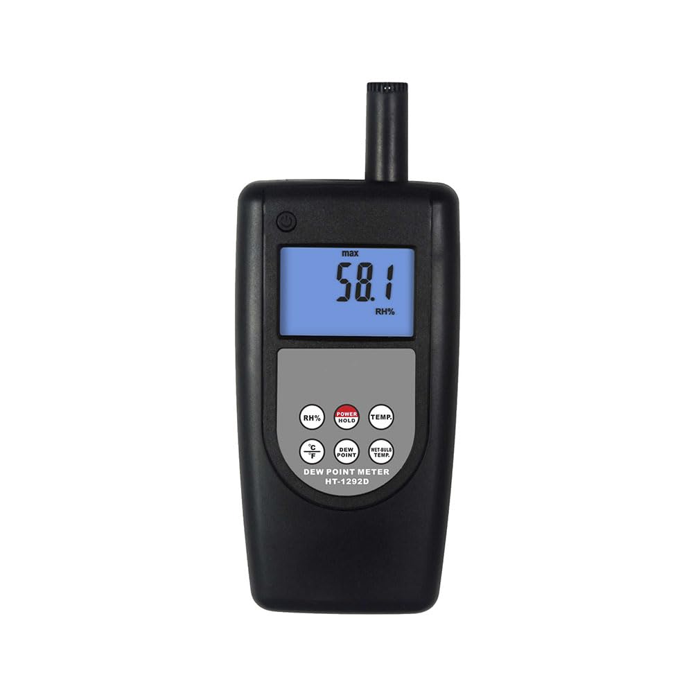 HT-1292D - Termómetro 4 en 1 de punto de rocío, higrómetro, medidor de temperatura de punto de rocío, medidor de temperatura de bombilla húmeda