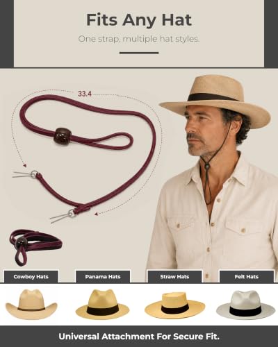 Image of Gamboa 100% Leather Hat Chin Strap for Men and Women Removable Hat Chin Cord for Cowboy and Sun Hats