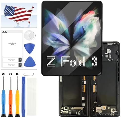 Original AMOLED for Samsung Galaxy Z Fold 3 Inner Foldable LCD Screen Replacement for Samsung Z Fold3 5G SM-F926U SM-F926U1 7.6" Display Touch Screen Digitizer Assembly (with Black Frame)