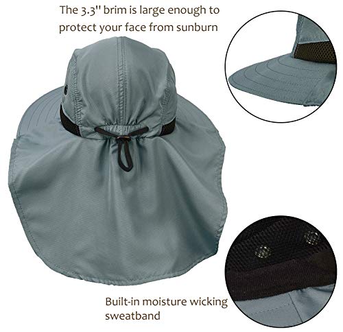 Image of Solaris Sun Hat with Neck Flap, UPF 50 Sun Protection Lightweight Sun Cap for Men Women, Wide Brim Hat for Fishing Hiking