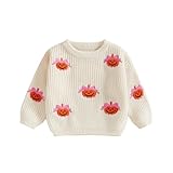 6M-5T Baby Girl Halloween Costumes Pumpkin Sweater Long Sleeve Knitwear Christmas Outfit Boys Fall Winter Clothes (Beige, 6-9 Months)