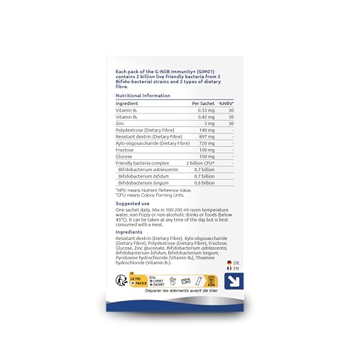 G-NiiB Immunity+ (SIM01) – Probiotics with Prebiotics, Zinc & B Vitamins – Developed by Medical School – Clinically Studied Probiotic Strains – Supports Immunity, Energy & Gut Health – 28-Day use - Image 4
