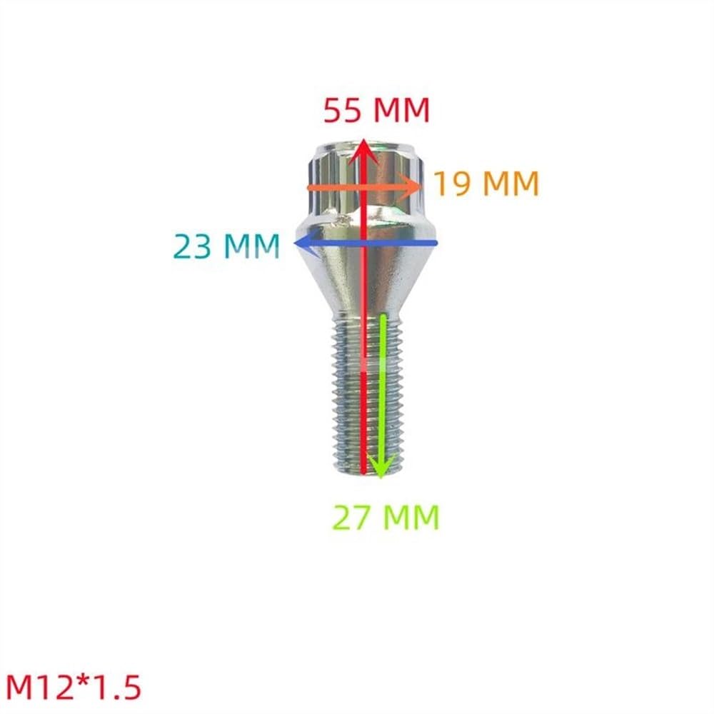 Auto Radschrauben Kompatibel Mit Thalia Für Twingo Für Wind Lock Radschrauben Schrauben Schraubenschlüssel Radmuttern M12x1.5