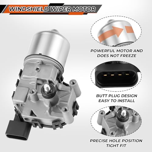 Image of Front Windshield Wiper Motor Compatible with Volkswagen Jetta 2011 2012 2013 2014 2015 2016 2017 2018 Replace 6R1955119A 5C7955113D