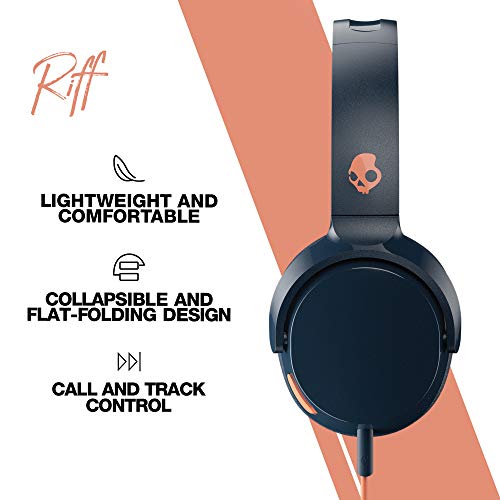 Image of Skullcandy Riff On-Ear Wired Headphones, Convenient for Travel with 3.5mm AUX Plug, Built-in Microphone, Foldable Lightweight Comfortable Design, Durable Headband, Reliable Simplicity - Blue /Sunset