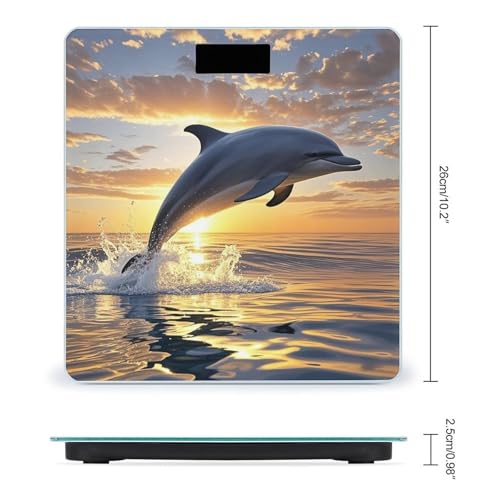 Báscula Digital de Vidrio Templado para Baño Diseño Delfines miniatura 2