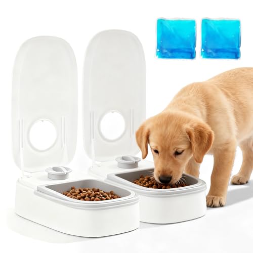 Distributore automatico di cibo, 350 ml*2 mangiatoie automatiche, 2 pasti, mangiatoia automatica per gatti, cibo secco e umido, timer di 48 ore, mangiatoia automatica per gatti e cani