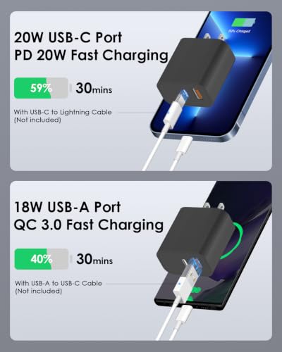 Image of [2 Pack] 20W USB C Charger Block Fast Charging Multiport Adapter