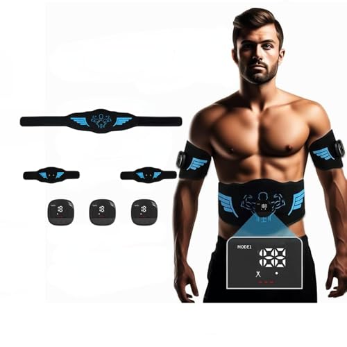 Estimulador Muscular EMS, Cinturón Abdominal con 10 Modos y 30 Niveles, Carga USB y Temporizador, Equipo de Fitness Portátil para Casa y Oficina, para Entrenamiento de Abdomen, Brazos y Adelgazamiento
