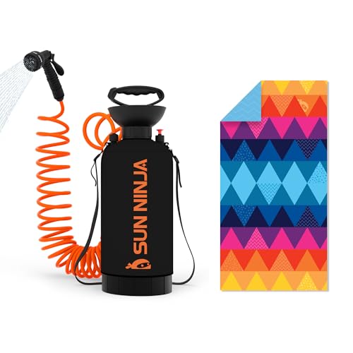 SUN NINJA Portable Shower Bundle with Microfiber Beach Towel miniatura 1