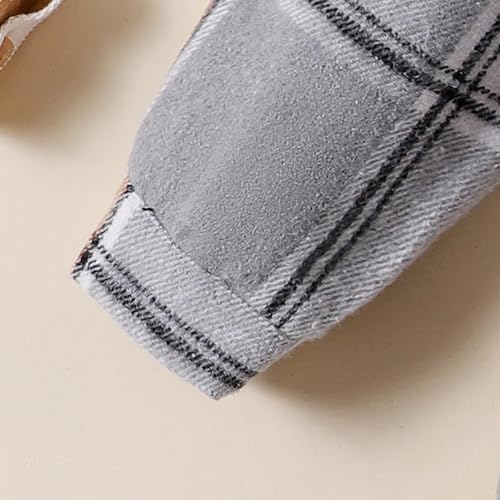 Image of Toddler Baby Boy Fall Winter Clothes Long Sleeve Plaid Hooded Sweatshirt Ripped Holes Jeans Set 1-5 Years Old