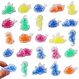 Qyufsvc 24PCS Mini Sensory Stress Balls with Water Beads, Dinosour Sea Animals Squishies Squishy Fidget Toys for Kids Adults, Relief Squeeze Ball Toys for Boys Girls Party Favors Birthday Gifts