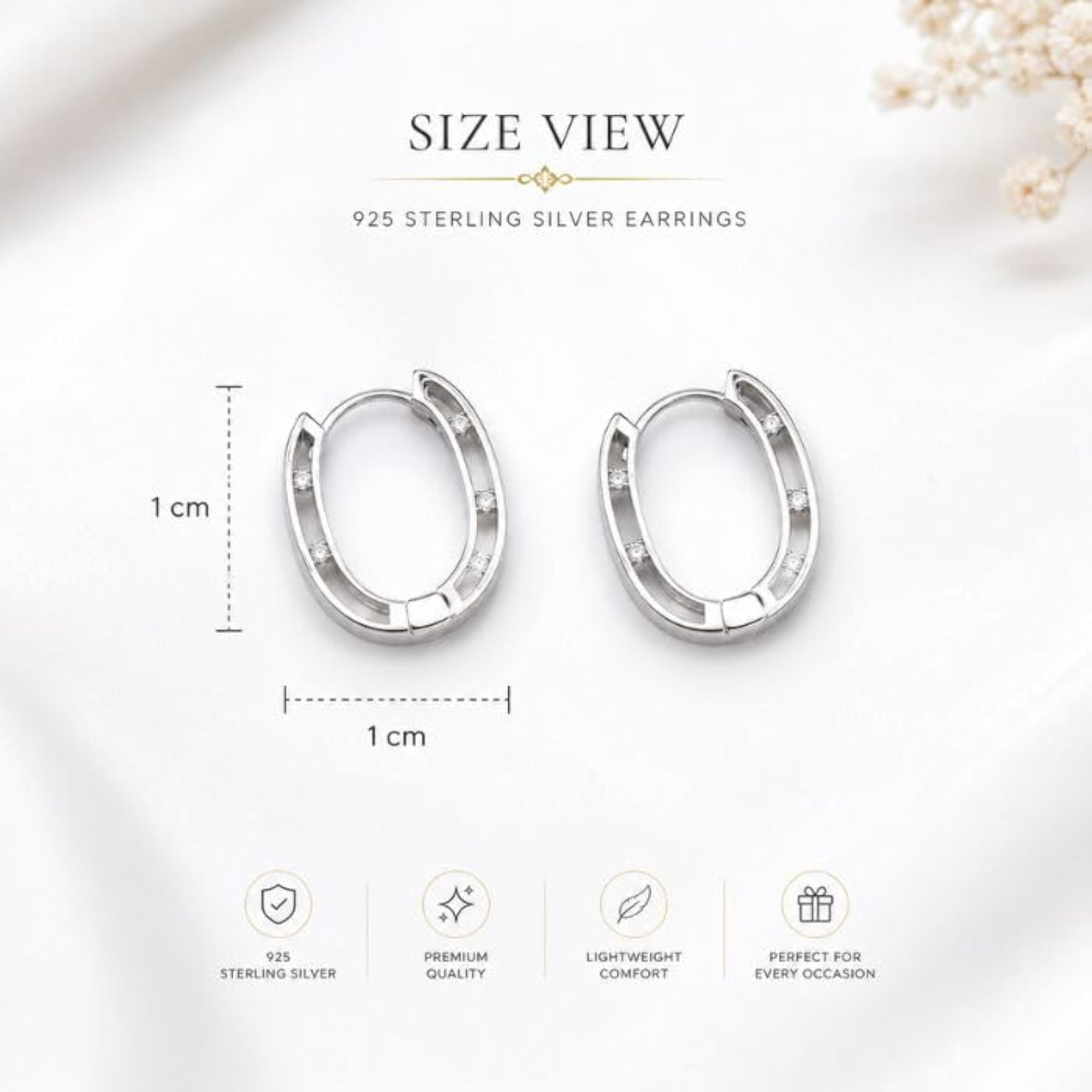 Women's 925 Sterling Silver Geometric Square Hoop Earrings
