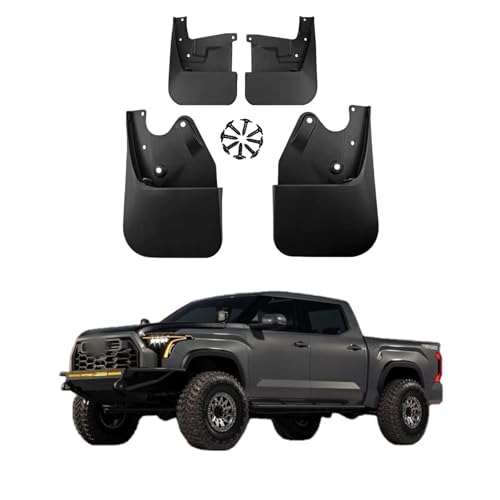 Image of No Drill Mud Flaps Splash Guards Compatible with 2022-2026 Toyota Tundra,OEM Style Textured Black Custom Fit All Weather Exterior Accessories(4PCS)