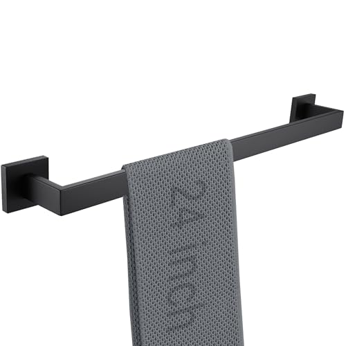 LANC 24 Inch Bath Towel Bar for Bathroom Wall Mounted, Matte Black Towel Hanger Square Towel Rack Stainless Steel Shower Towel Rail Towel Rod Kitchen Lavatory Hand Towel Holder, A8804MB-6P1