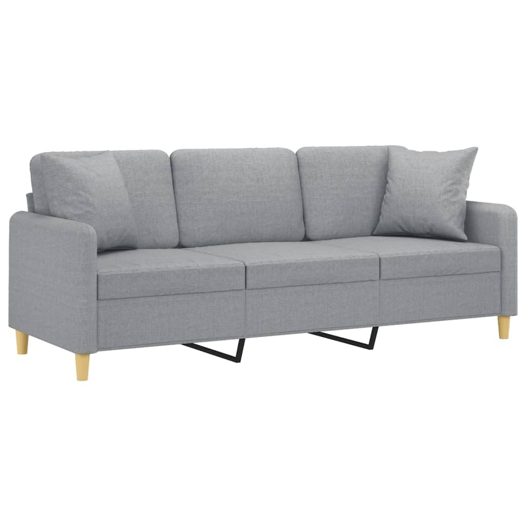 3-Sitzer-Sofa Hellgrau Stoff 180 cm mit Zierkissen, Polstergarnitur Couch für Wohnzimmer, Gästebett Schlafsofa mit Stauraum und Relaxfunktion