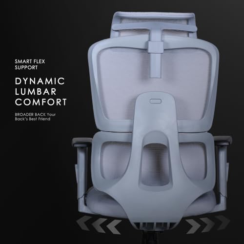 Image of Varaha Beast BIS Certified Ergonomic Office High Back Chair | 5 Year Warranty | Adjustable 2D Headrest, 3D PU Armrest, Seat Sliding Mechanism with 3 Multilock Recline| Gaming Desk Chair for Home| Grey