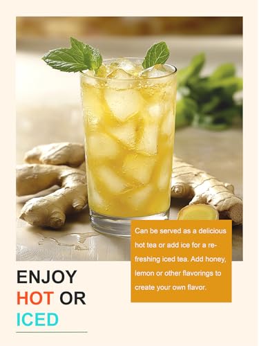 Image of TeeLux Turmeric Ginger Tea Bags, Spicy & Smooth Taste, Caffeine Free, 100ct | Natural Turmeric & Ginger Herbal Tea, Warming Spicy Notes, Sugar Free, Enjoy Hot or Iced