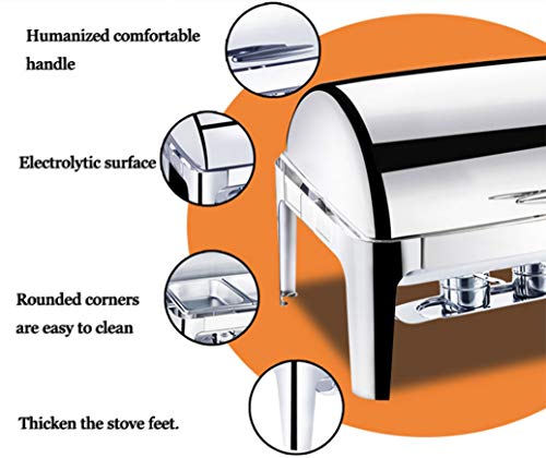 HSBAIS Speisenwärmer Buffetwärmer, 9 Qt Rechteckig Wärmebehälter Edelstahl Chafing Dish Wärmebehälter Roll-Laden für… – Bild 3