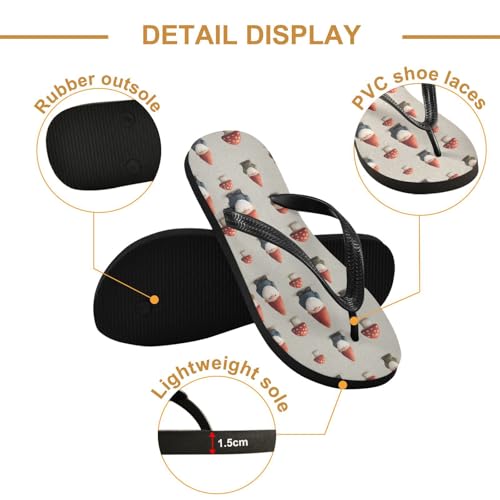 Flip Flop Sandals Mushroom Gnome Print for Women Men Beach Outdoor XS3