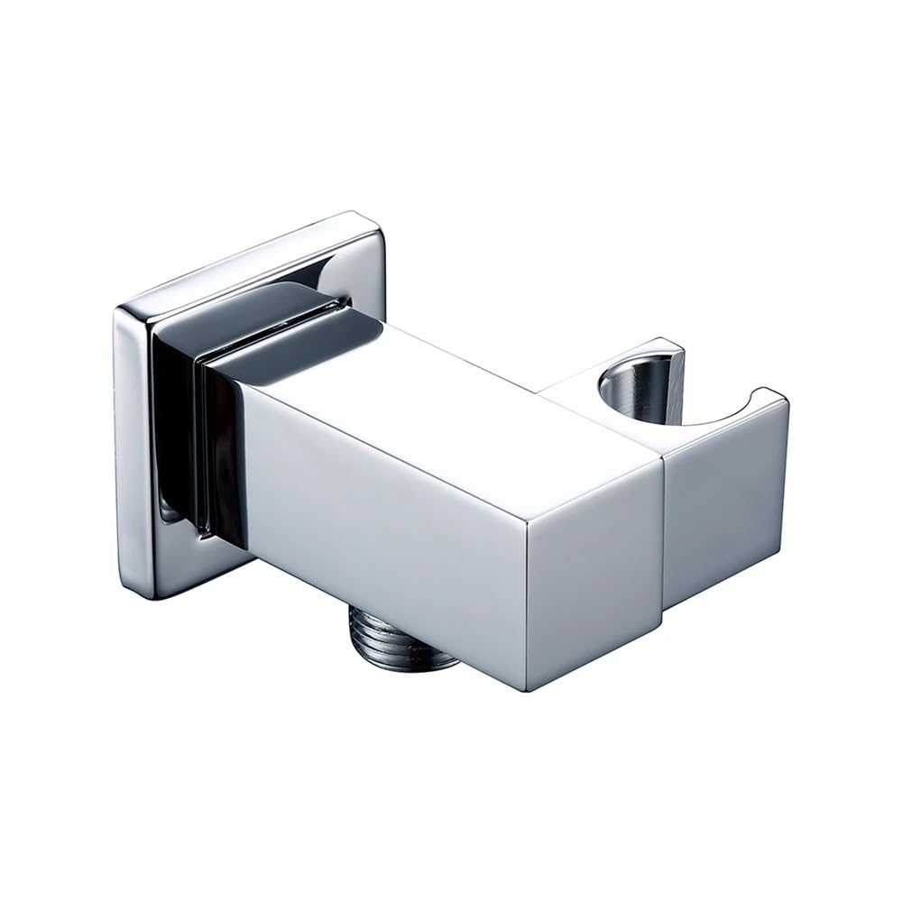 Accesorios de Ducha Modernos de latón Macizo Negro Mate, Soporte de Ducha de Mano Cuadrado de Pared, Soporte de Ducha de Mano Fijo de Pared (Cromado)