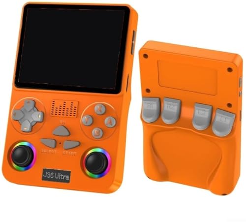 Image of J36 Ultra Handheld Gaming Console, Orange, RGB Dual Joysticks, Portable Retro Game Player Multicolour as per availibility