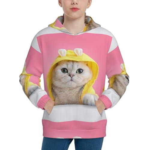 A Funny Cat Kids Pullover Hoodies Boys Sweatshirts Girls Athletic Clothes with Pocket