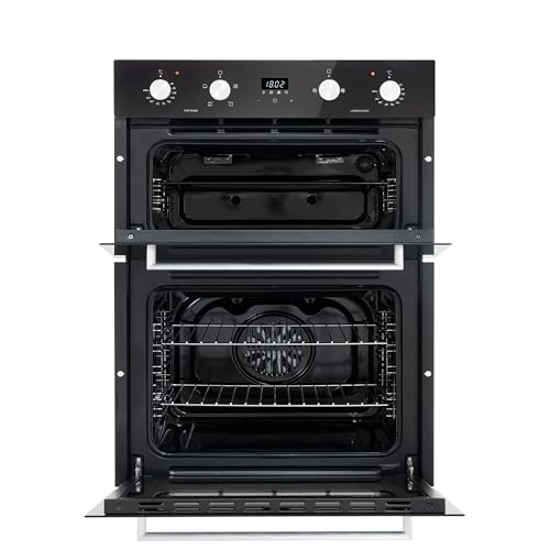 Baridi 72cm Built-Under Double Oven, 74L Capacity, Energy Rating A, 8 Shelf Positions, Black Glass – DH278 - Image 3