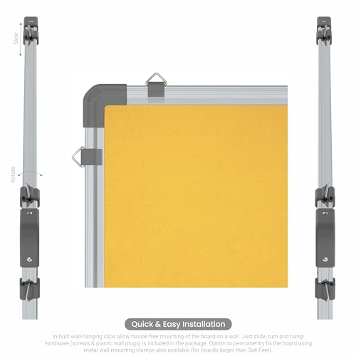 Image of Scholar Art Metis 4x6 Feet Bulletin Board for Office, Home & School | Vibrant & Versatile Crape Cloth + High Density Soft Board for Pinning Photos, Sticky Notes & Reminders (Yellow)