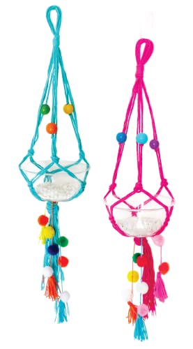 Image of BOX CANDIY Totally Deco Make Your Own Macrame Mini Colorful Plant Hangers Kit to Make and Display