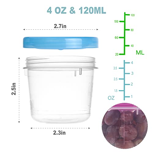 Mosville Baby Food Containers - 12 Sets, 4 Oz Food Grade Plastic Small Containers With Lids, Leakproof And Reusable, Microwave & Dishwasher Safe Freezer Containers For Food…… #TOP1