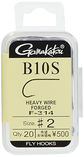 Gamakatsu F314 12882 Fly Hooks, B10S, No. 2, 20 Pieces, NS Black