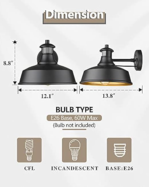 FEMILA Barn Light Wall Sconces Black Finish Farmhouse 4FW23B-SE BK