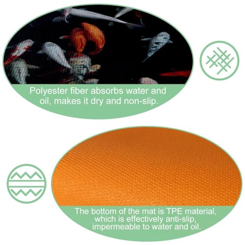 Tapis de cuisine antidérapants lot de 2 lavables design carpe - 6