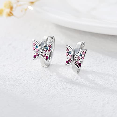 Sterling Silver Butterfly Hoop Earrings, Butterfly Jewelry Birthday Gifts For Women Her Daughter Girls #TOP1