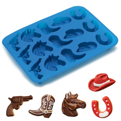 Shimmeroo Cowboy Silicone Gummy Molds 3D Western Themed Chocolate Molds