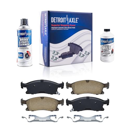 Image of Detroit Axle - Front Brake Pads for Jeep Grand Cherokee Dodge Durango Mercedes-Benz GL350 GL450 GLE300d GLS350d GLS450 GLE350 GLE400 ML350, Ceramic Brake Pads w /Hardware Replacement