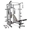 Marcy Smith Cage Machine with Workout Bench and Weight Bar Home Gym Equipment SM-4008