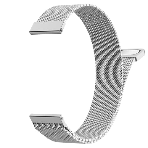 Image of 18mm Metal Watch Band Compatible with Venu 4 41mm /3S /2S; Forerunner 265S /255S; Vivoactive 4S /Vivomove 3S, Mesh Stainless Steel Replacement Strap Clasp Wristband, Silver