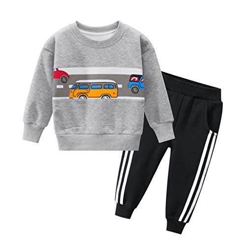 Baby Boys Girls Fashion 2Pcs Outfits Tracksuit Clothes Set for 1-7T Little Kids Toddler Sweatshirt Pullover Tops+Trousers (Gray, 2-3 Years Old)