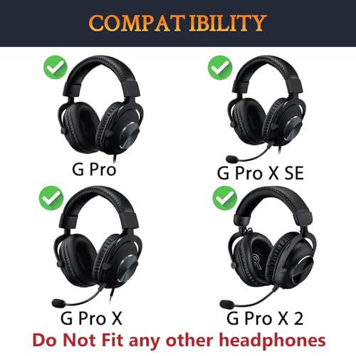 Image of SOULWIT Lambskin Earpads Cushions Replacement for Logitech G Pro, G Pro X, G Prox 2, G Pro X SE Headphones, Ear Pads with Noise Isolation Foam, Added Thickness - Black